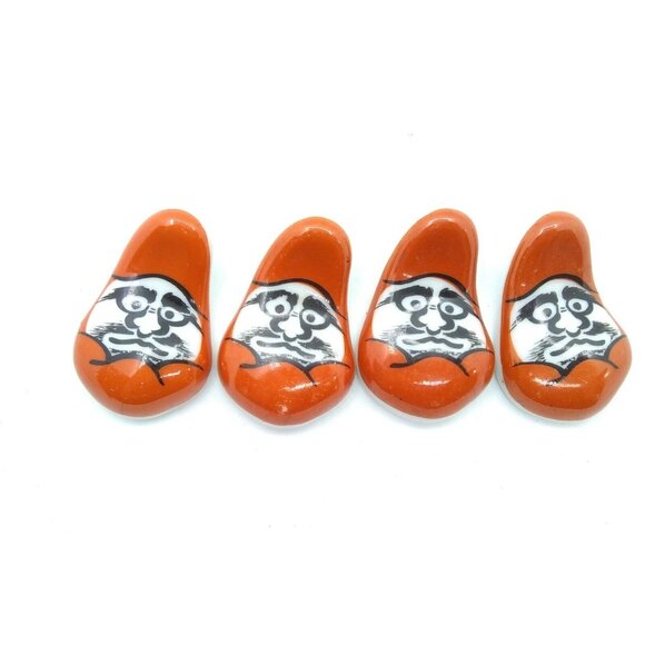 Vtg. Set of 4 Red Daruma Made In Japan 2" Ceramic Chopstick Holders - Picture 8 of 12
